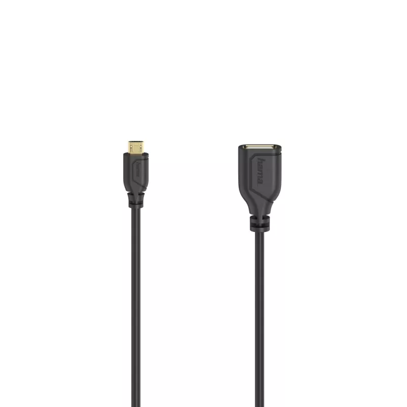 Hama Flexi-Slim USB cable USB 2.0 0.15 m Micro-USB A USB A Black