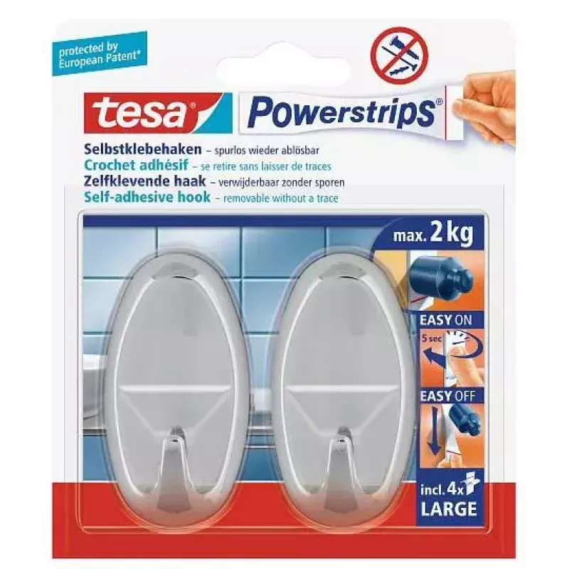 Towel hook TESA 58050-00012 Indoor Chrome 2 pc(s)