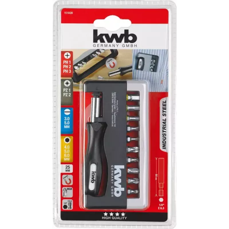 Screwdriver Bit Set KWB Industrial Steel Standard Handy Bit Box
