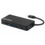 Manhattan USB-C Dock/Hub with Card Reader, Ports (x3): USB-A (x3), 5 Gbps (USB 3.2 Gen1 aka USB 3.0), External Power Supply Not Needed, Universal for all devices, SuperSpeed USB, Black, Three Year Warranty