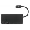 Manhattan USB-C Dock/Hub with Card Reader, Ports (x3): USB-A (x3), 5 Gbps (USB 3.2 Gen1 aka USB 3.0), External Power Supply Not Needed, Universal for all devices, SuperSpeed USB, Black, Three Year Warranty