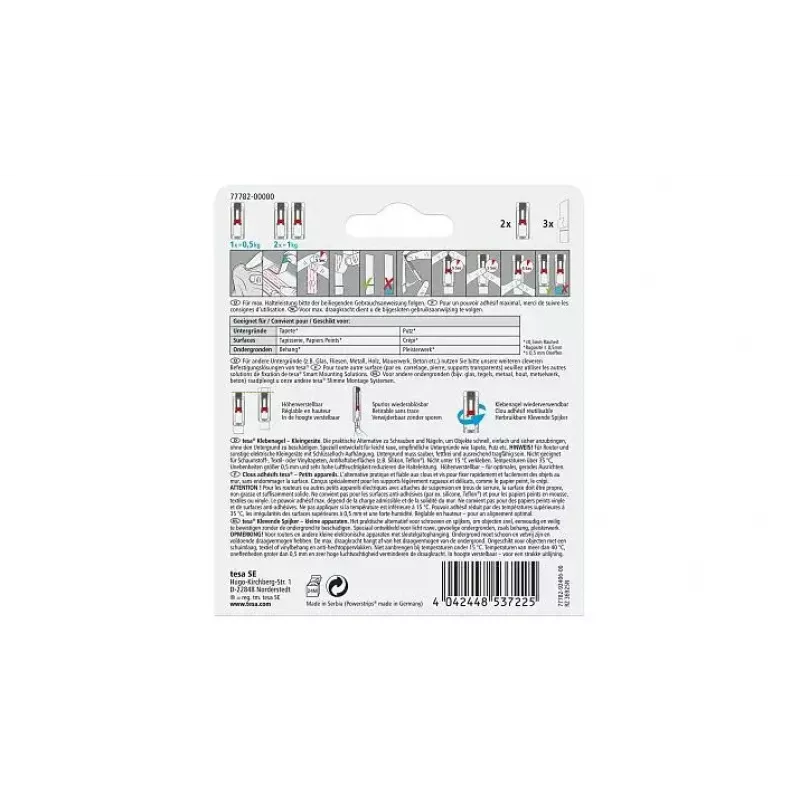 Utility hook TESA 77782 Indoor Red White 2 pc(s)