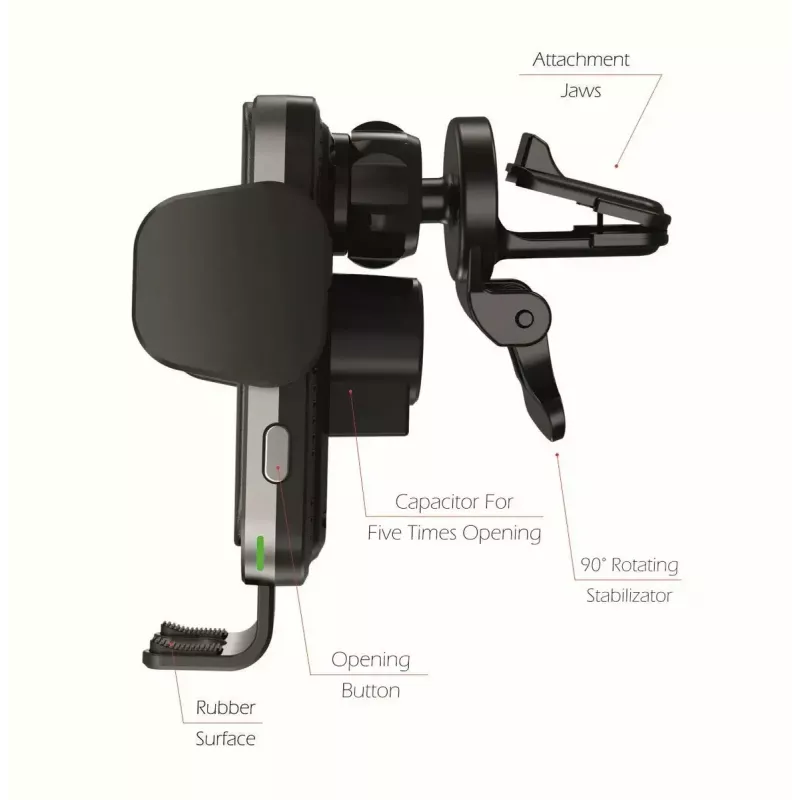 Car wireless charger and holder SWISSTEN W2-AV5, 15W Qi charging, Micro USB cable 1.2 m