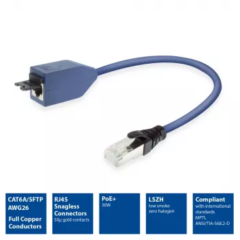 ACT Blue 3 meters LSZH SFTP CAT6A MPTL extension cable snagless with RJ45 connectors
