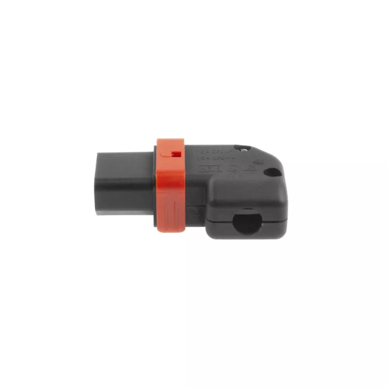 ACT C13 IEC Lock+ rewireable left or right angled connector black, PA130100RBK