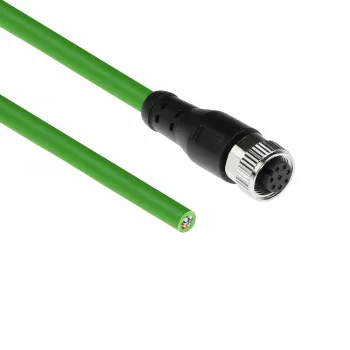 ACT Industrial 5.00 meters Sensor cable M12A 8-pin female to open end, Ultraflex TPE cable, shielded