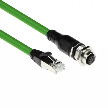 ACT Industrial 3.00 meters Sensor cable M12A 8-pin female to RJ45 male, Ultraflex SF/UTP TPE cable, shielded