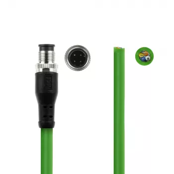 ACT Industrial 3.00 meters Sensor cable M12D 4-pin male to open end, Superflex Xtreme TPE cable, shielded