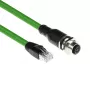 ACT Industrial 5.00 meters Sensor cable M12D 4-pin female chassis to RJ45 male, Superflex Xtreme TPE cable, shielded
