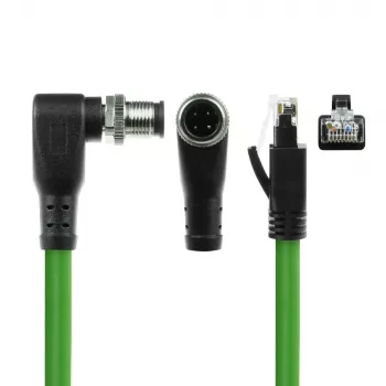 ACT Industrial 1.50 meters Sensor cable M12D 4-pin male right angled to RJ45 male, Superflex Xtreme TPE cable, shielded