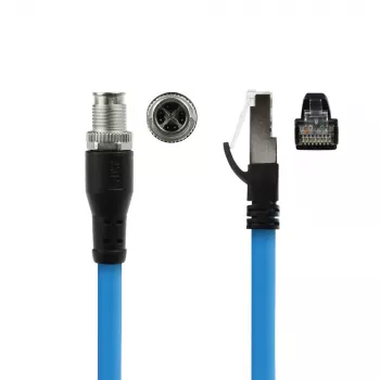 ACT Industrial 3.00 meters Sensor cable M12X 8-pin male chassis to RJ45, Superflex SF/UTP TPE cable, shielded