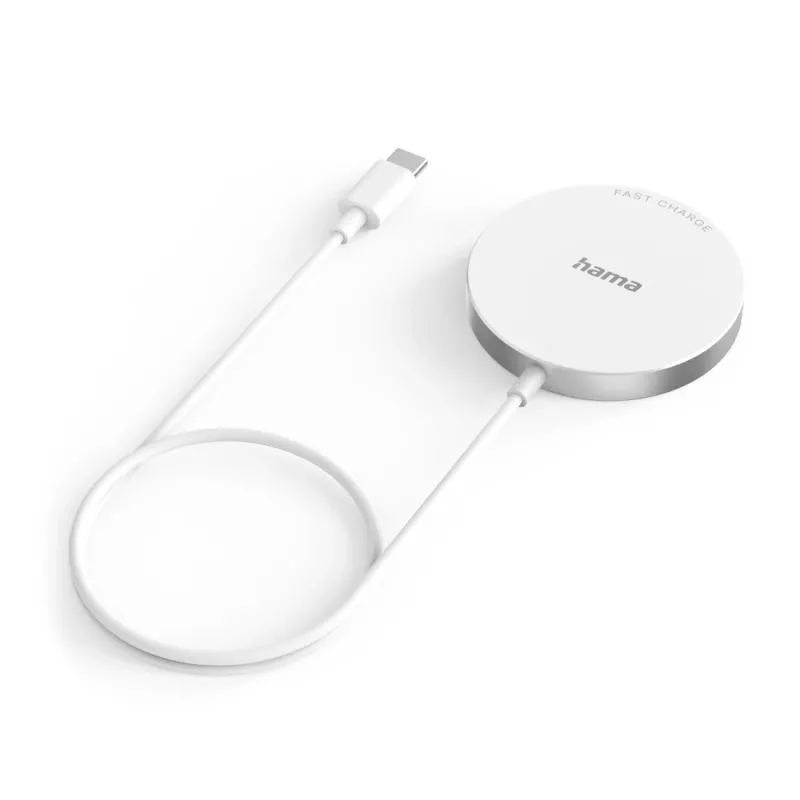 Hama MagCharge FC15 Mobile phone, Smartphone White USB Wireless charging Fast charging Indoor