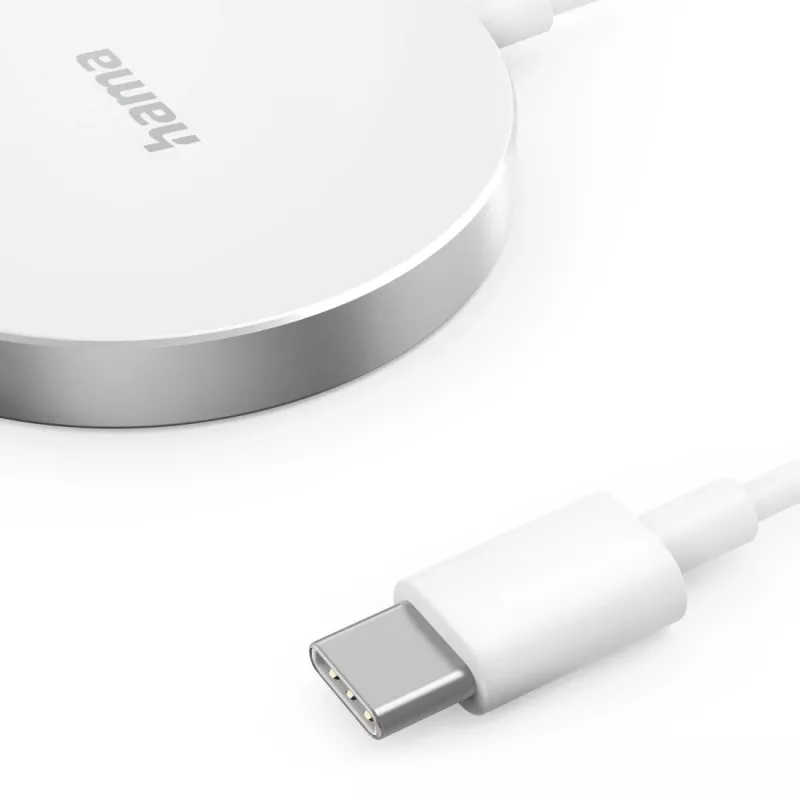 Hama MagCharge FC15 Mobile phone, Smartphone White USB Wireless charging Fast charging Indoor