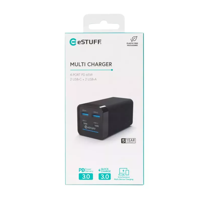 Mobile Device Charger eSTUFF ES635200 Universal Black 2 USB Type-C