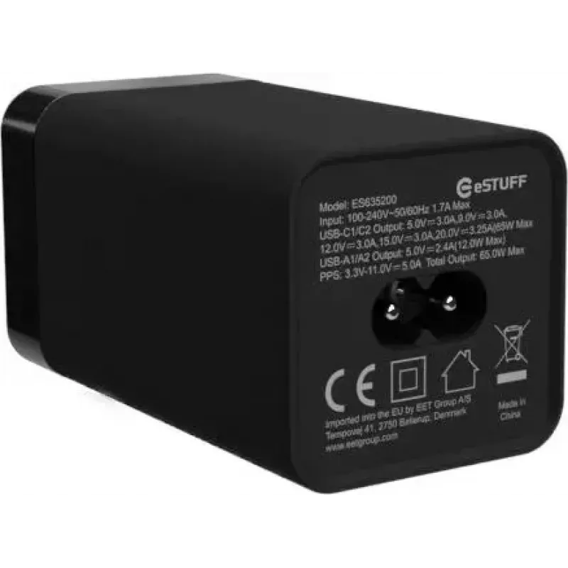 Mobile Device Charger eSTUFF ES635200 Universal Black 2 USB Type-C