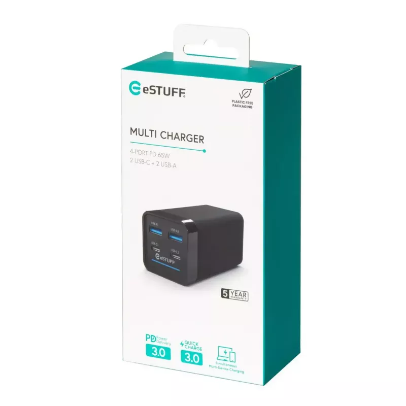 Mobile Device Charger eSTUFF ES635200 Universal Black 2 USB Type-C
