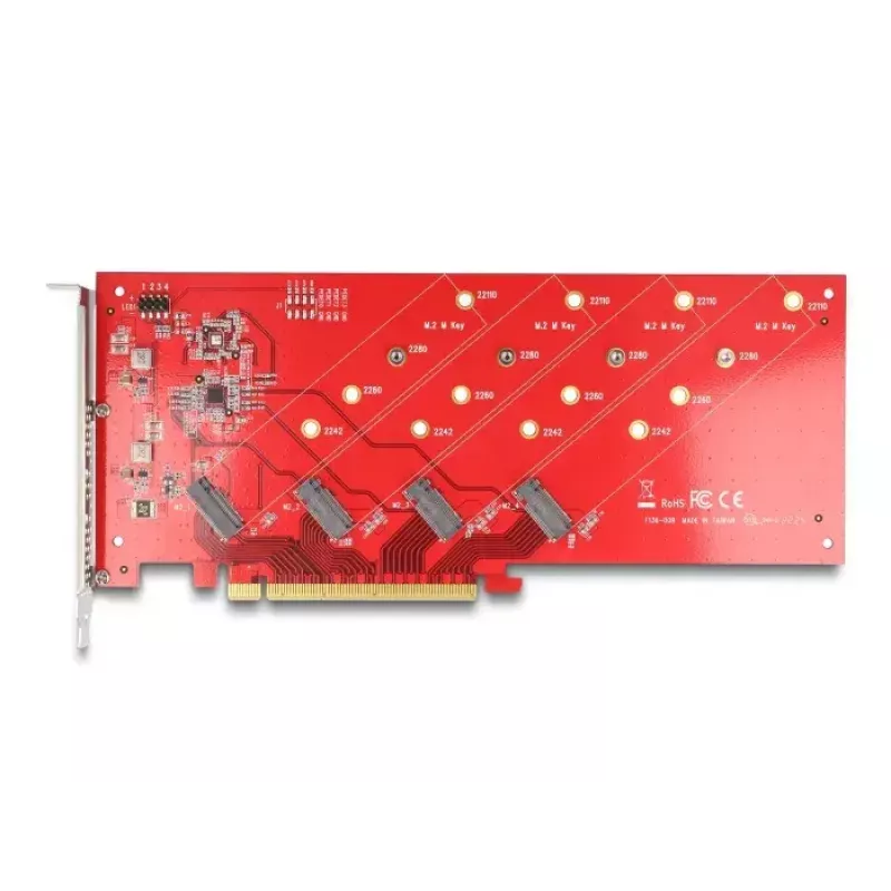 DeLOCK PCI Express x16 Card to 4 x internal NVMe M.2 Key M 110 mm Bifurcation