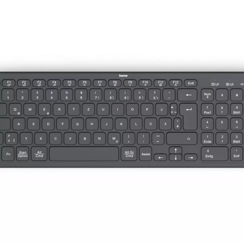 Hama WK-300 keyboard Home/Office RF Wireless + Bluetooth QWERTZ German Black