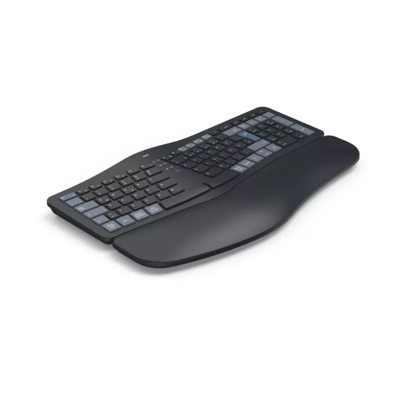 Hama WK-900 Ergo keyboard Home/Office RF Wireless + Bluetooth QWERTZ German Black, Blue, Dark Grey