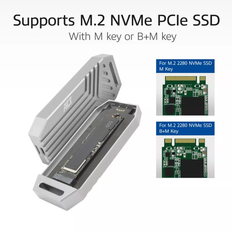 ACT USB 40Gbps M.2 2280 NVMe / PCIe SSD Enclosure, tool-free