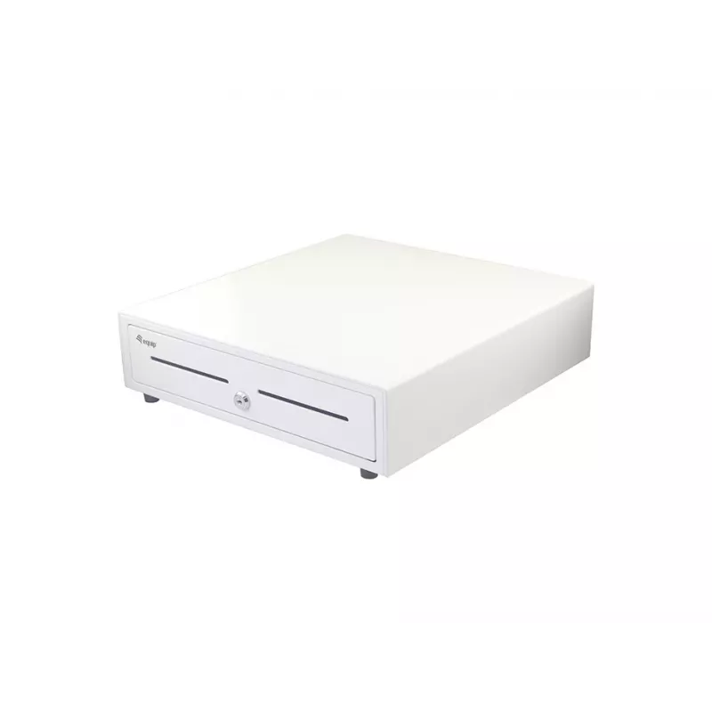 Cash register drawer EQUIP 351011, manual/automatic POS drawer, 4 bill / 8 coin compartments, metal, white, 420×405×110 mm