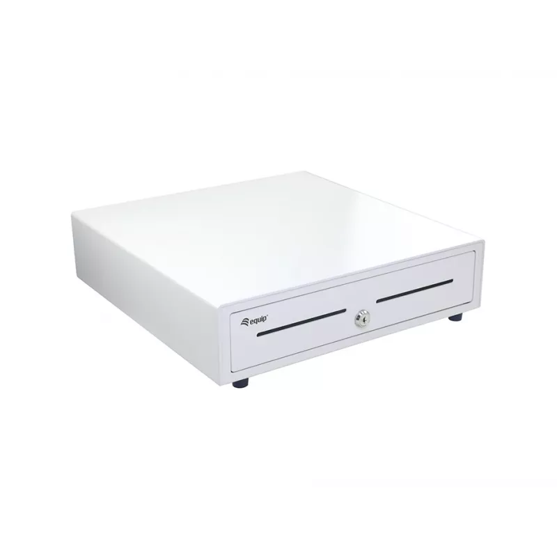 Cash register drawer EQUIP 351011, manual/automatic POS drawer, 4 bill / 8 coin compartments, metal, white, 420×405×110 mm