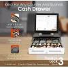 Cash register drawer EQUIP 351011, manual/automatic POS drawer, 4 bill / 8 coin compartments, metal, white, 420×405×110 mm