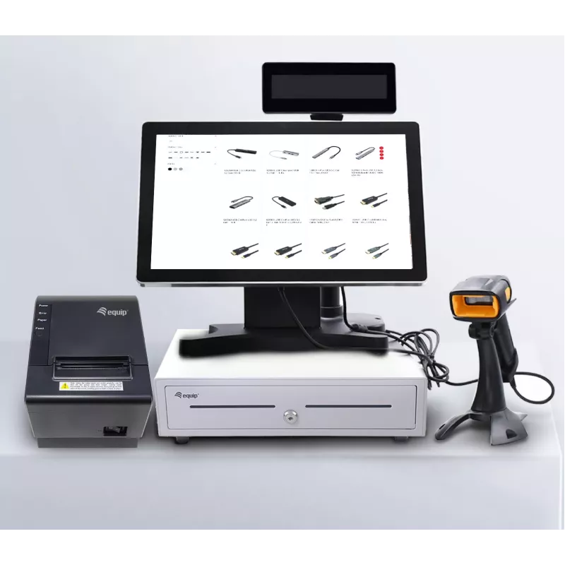 Cash register drawer EQUIP 351011, manual/automatic POS drawer, 4 bill / 8 coin compartments, metal, white, 420×405×110 mm