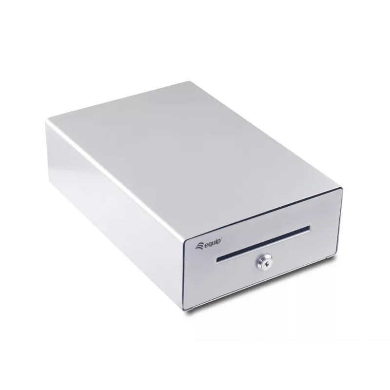 Equip Cash Register Drawer for Point of Sale (POS) System, 4 Bill/4 Coin Compartments, Removable Coin Slots, RJ11 connector, Aluminum