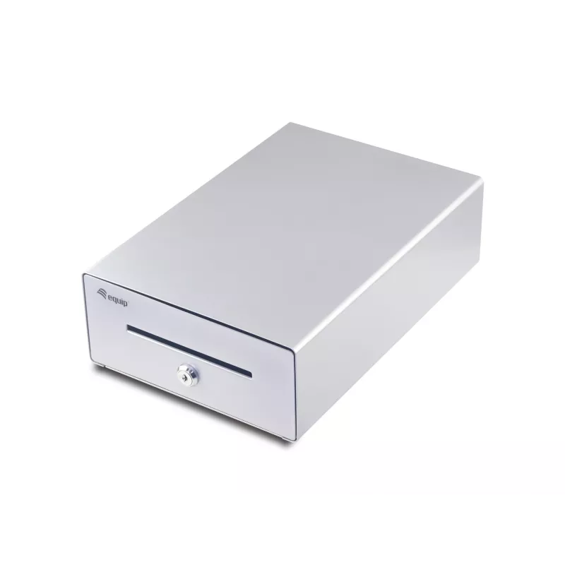Equip Cash Register Drawer for Point of Sale (POS) System, 4 Bill/4 Coin Compartments, Removable Coin Slots, RJ11 connector, Aluminum