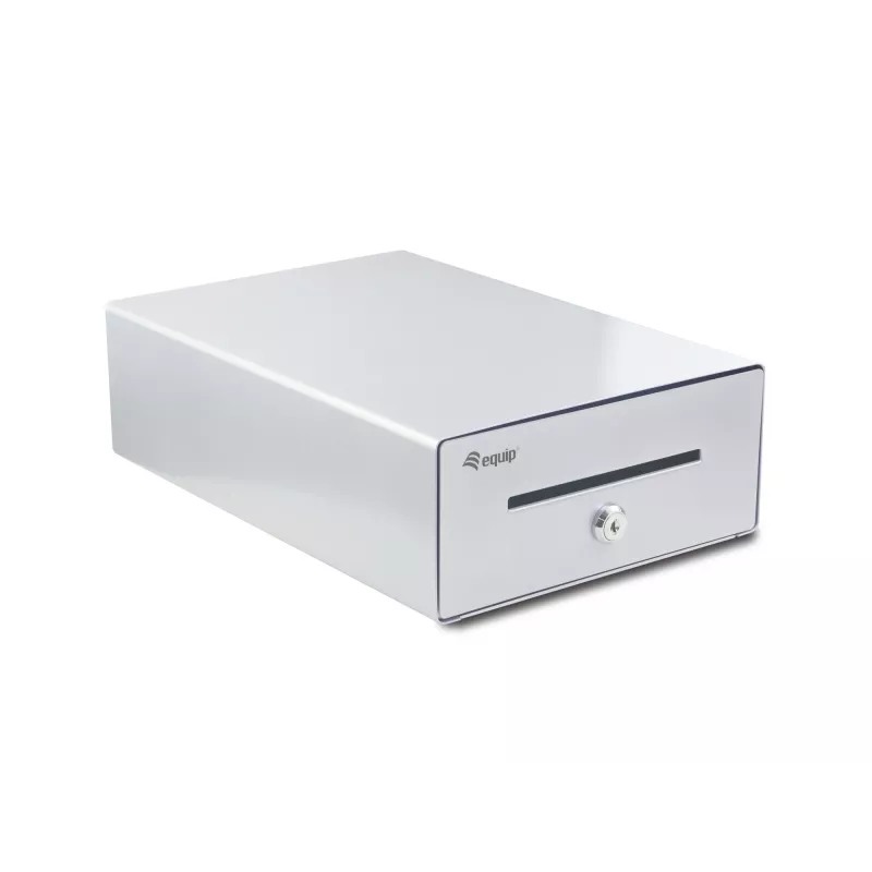 Equip Cash Register Drawer for Point of Sale (POS) System, 4 Bill/4 Coin Compartments, Removable Coin Slots, RJ11 connector, Aluminum