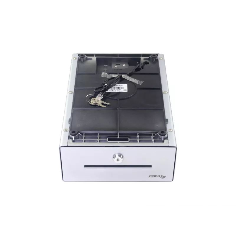 Equip Cash Register Drawer for Point of Sale (POS) System, 4 Bill/4 Coin Compartments, Removable Coin Slots, RJ11 connector, Aluminum