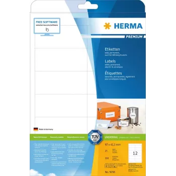 Self-adhesive printer label HERMA Labels Premium A4 97x42.3 mm