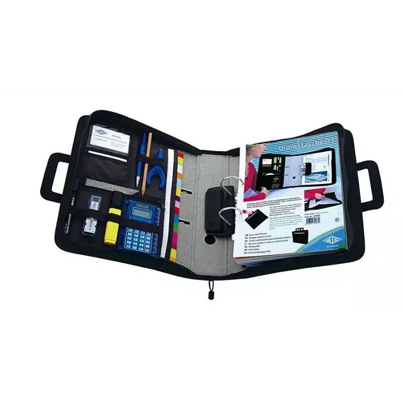 WEDO personal organizer 58 601 — plastic and polyester A4 document folder with business card pocket, black
