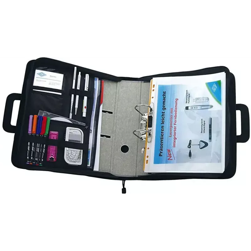 WEDO personal organizer 58 601 — plastic and polyester A4 document folder with business card pocket, black