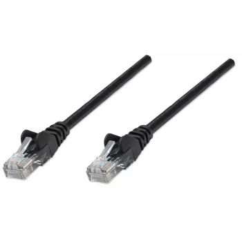 Intellinet Network Patch Cable, Cat5e, 0.25m, Black, CCA, U/UTP, PVC, RJ45, Gold Plated Contacts, Snagless, Booted, Lifetime Warranty