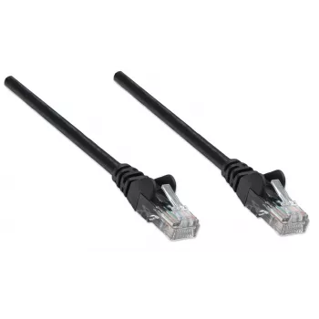 Intellinet Network Patch Cable, Cat5e, 0.25m, Black, CCA, U/UTP, PVC, RJ45, Gold Plated Contacts, Snagless, Booted, Lifetime Warranty