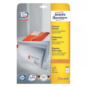 Self-adhesive Rectangle Labels Avery Zweckform 6175 — Permanent White, 300 pcs