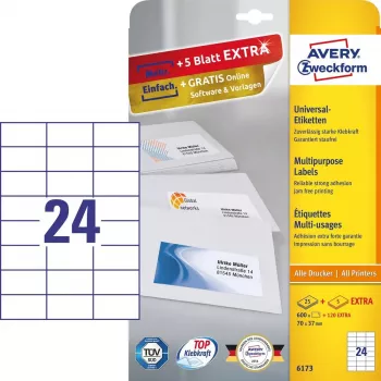 Self-adhesive labels Avery Zweckform 6173 Rectangle Permanent White — 720 pcs