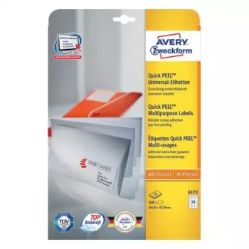 Self-adhesive labels Avery Zweckform 6172 — Rectangle, Permanent, White, 600 pcs