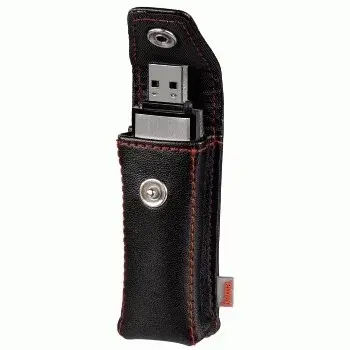Hama USB Stick Case “Fashion”, black USB flash drive case Leatherette Black, Red