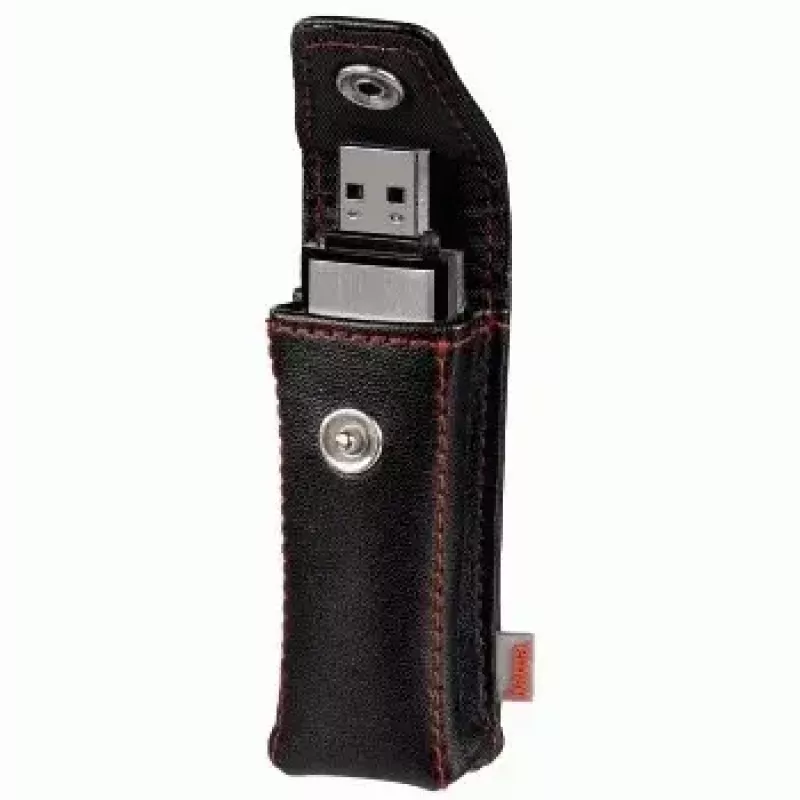 Hama USB Stick Case “Fashion”, black USB flash drive case Leatherette Black, Red