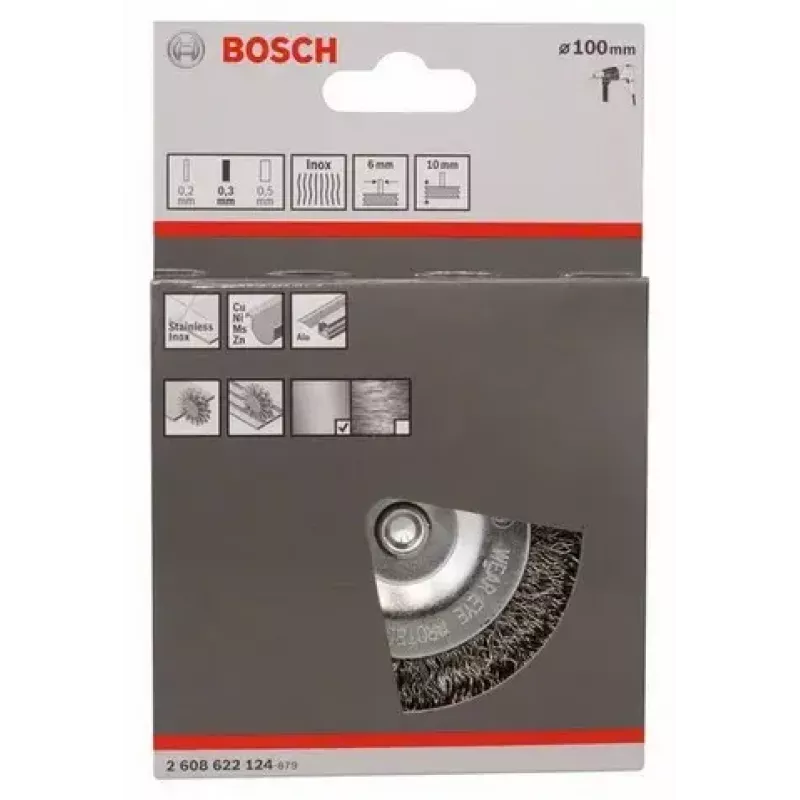 Wire wheel Bosch 2 608 622 124 10 cm Shank diameter 6 mm