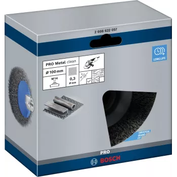 Pre-polishing brush Bosch Clean for Metal Tapered Brushes Crimped Wire