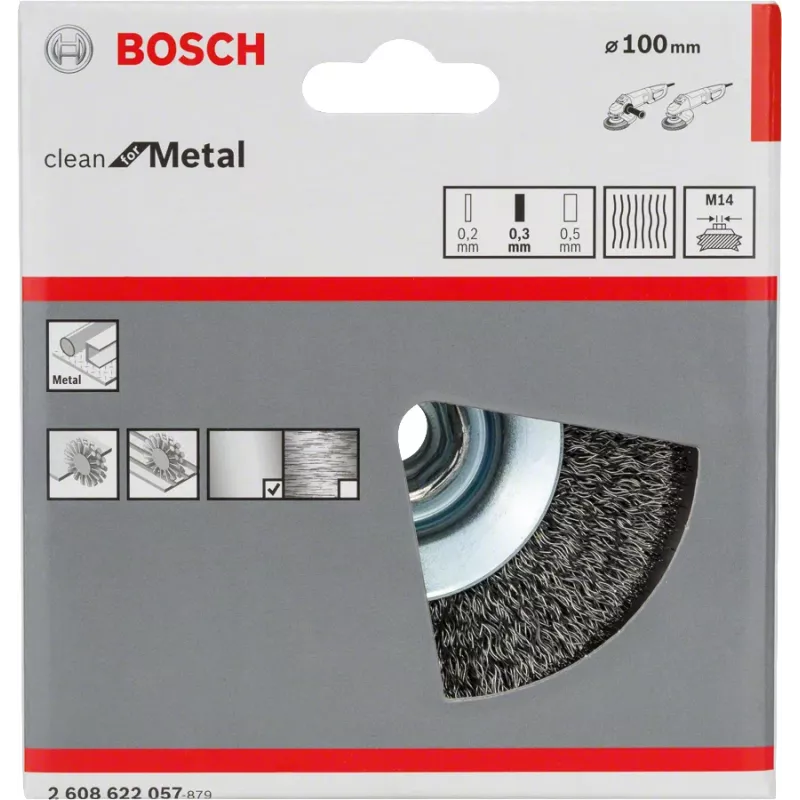 Pre-polishing brush Bosch Clean for Metal Tapered Brushes Crimped Wire