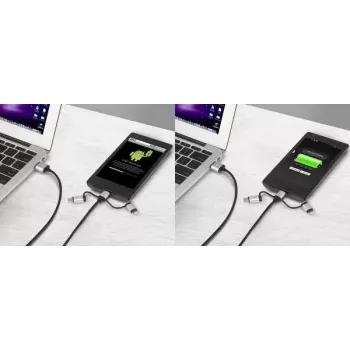 USB cable Renkforce RF-4600467 0.5m USB A USB C/Micro-USB B/Lightning Grey
