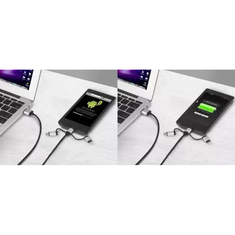 USB cable Renkforce RF-4600467 0.5m USB A USB C/Micro-USB B/Lightning Grey
