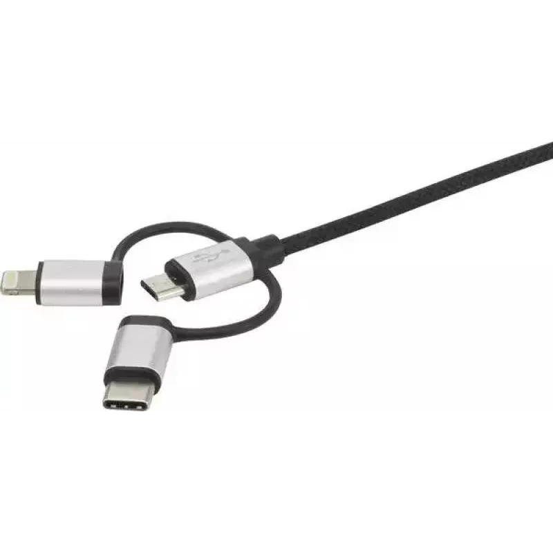 USB cable Renkforce RF-4600467 0.5m USB A USB C/Micro-USB B/Lightning Grey