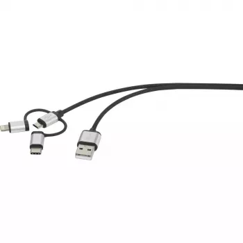 USB cable Renkforce RF-4600467 0.5m USB A USB C/Micro-USB B/Lightning Grey