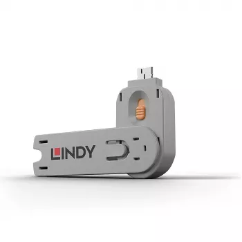 Lindy USB Type A Port Blocker Key, Orange, Port blocker key, USB Type-A, Orange, Acrylonitrile butadiene styrene (ABS), 1 pc(s), Polybag